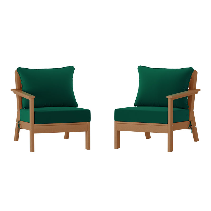 Ensemble de sièges profonds avec coussins, Green, Teak