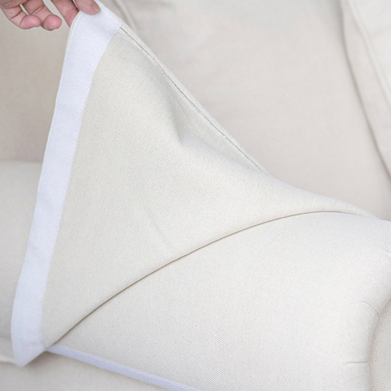 Fauteuil beige en coton et lin