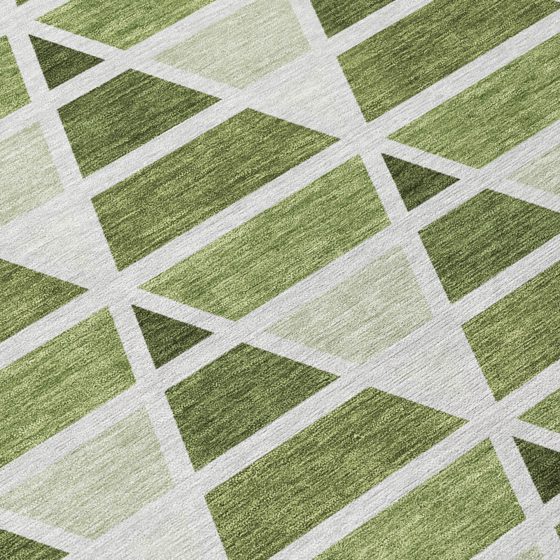 Machine Washable Indoor/Outdoor Chantille ACN2734 Geometric Rug, Fern, 10' x 14'