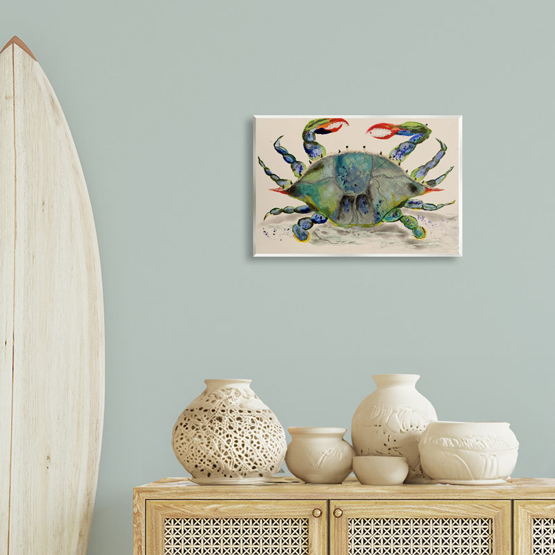 Art mural en forme de crabe Vivid Modern, par Stacy Gresell, H 13 po x l 19 po