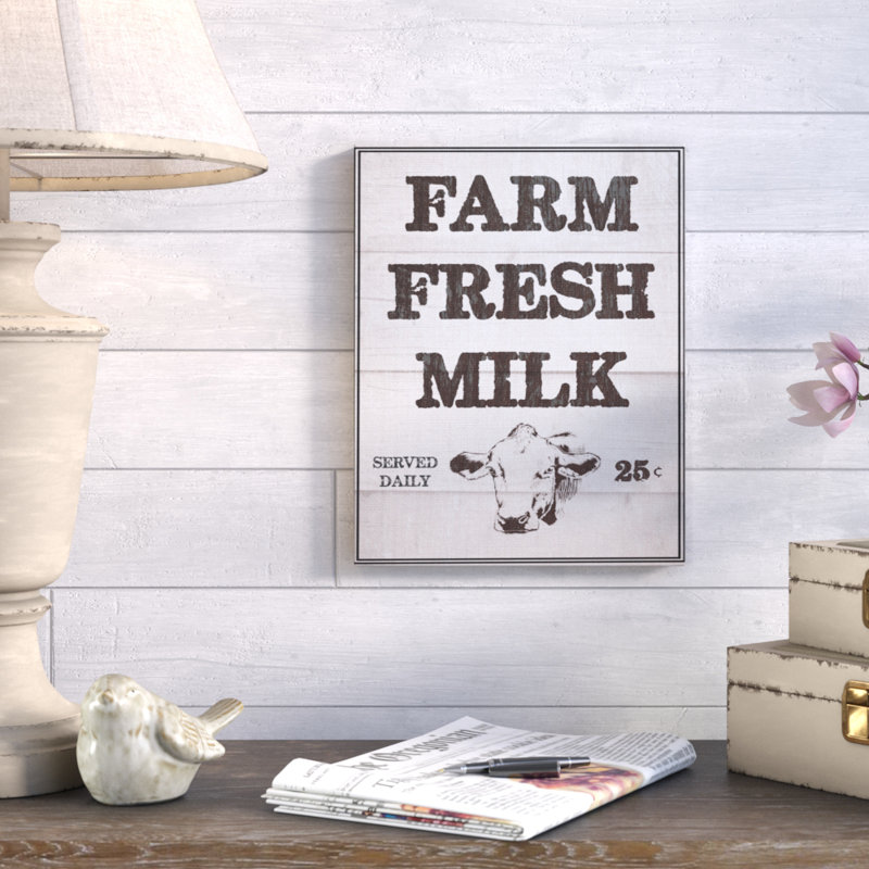 « farm fraîche lactique rétro sign », art textuel, H 20 po x l 16 po, Toile tendue