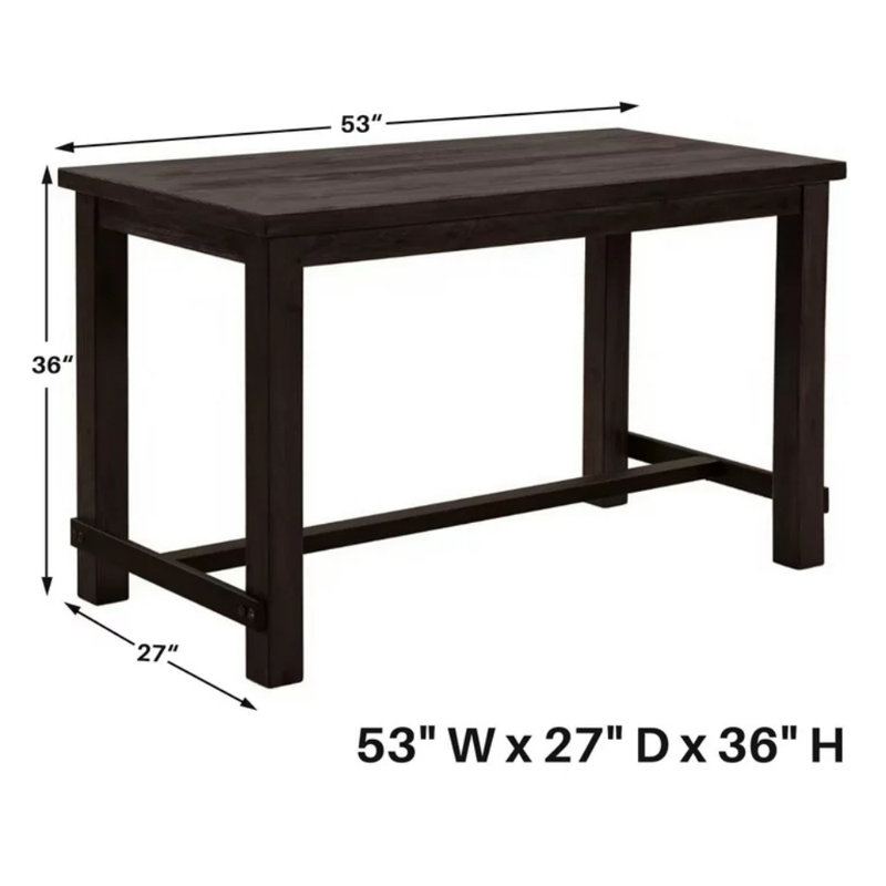 Steuben 53" Wide Rectangle Dining Table, Pine Solid Wood Legs, Brown