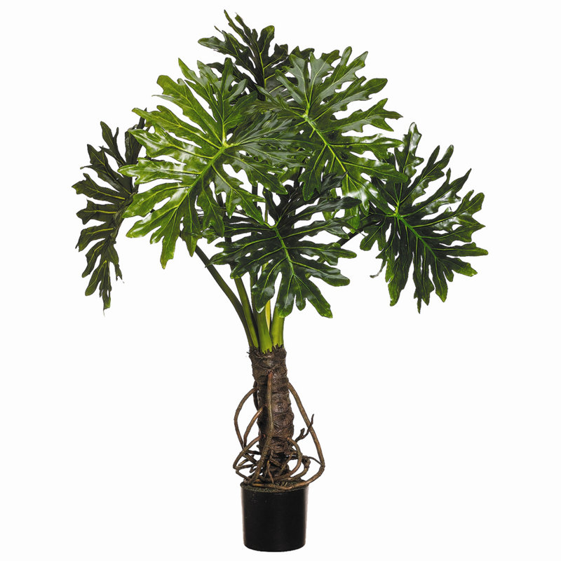 Lush Green 4ft Silk Split Leaf Floor Plant in Cylinder Pot