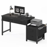 Computer Desk Reversible Desk with Drawers Cabinet