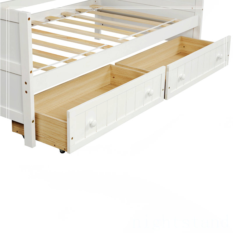 Twin Wooden Daybed With 2 Drawers
