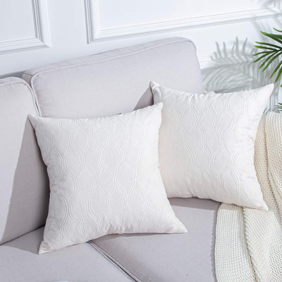 Self Textured Waves Pattern Velvet Pillow Cover Set Of 2
