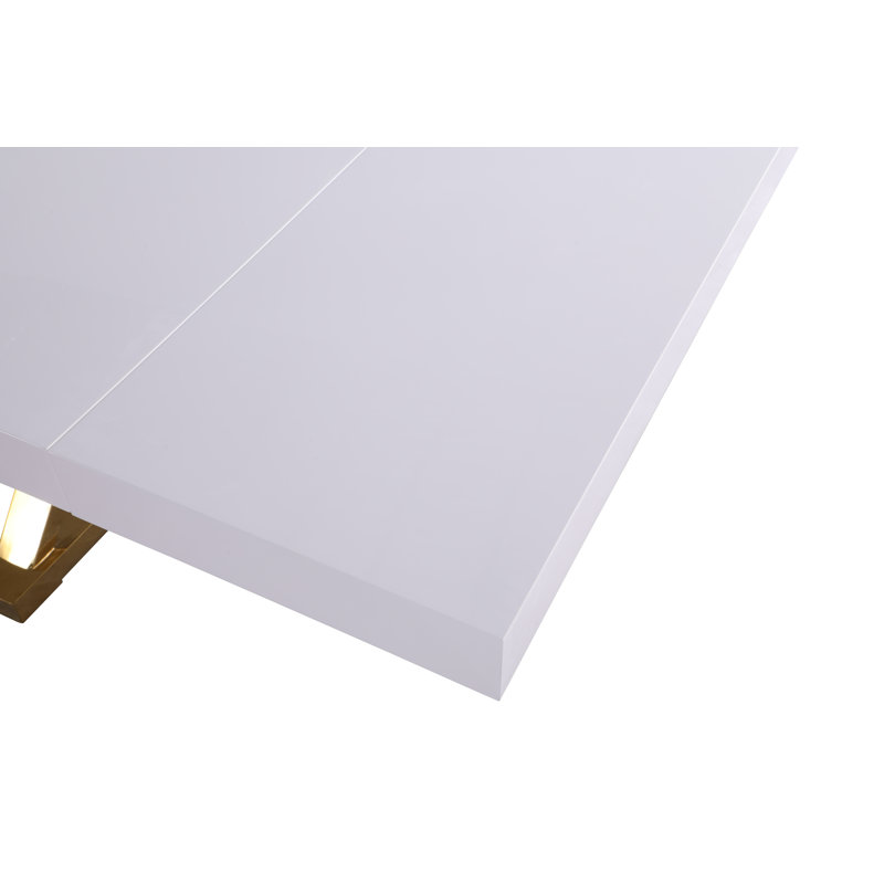 Woolum Metal Base Dining Table, White, Gold