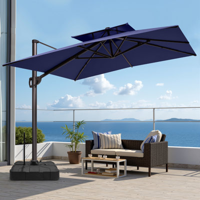 Parasol rectangulaire en porte-à-faux 128 po avec base Easy-Move | Mobilité d'une personne