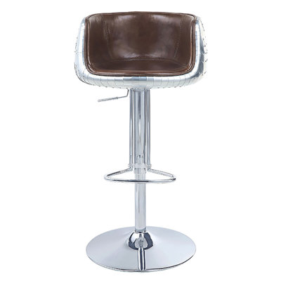 Vintage Brown Dining Room Stool With Adjustable And Swivel Features - Modern Look Style Height Back Option