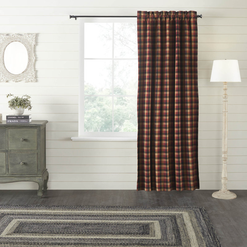  Annie Buffalo Check 100% Cotton Curtain, 40" W x 84" L, Red
