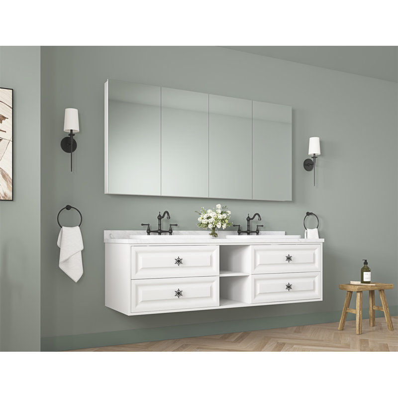 Armoire à pharmacie 72 po x l 36 po à surface sans miroir, bords biseautés, H 36 po x l 72 po x P 4,8 po