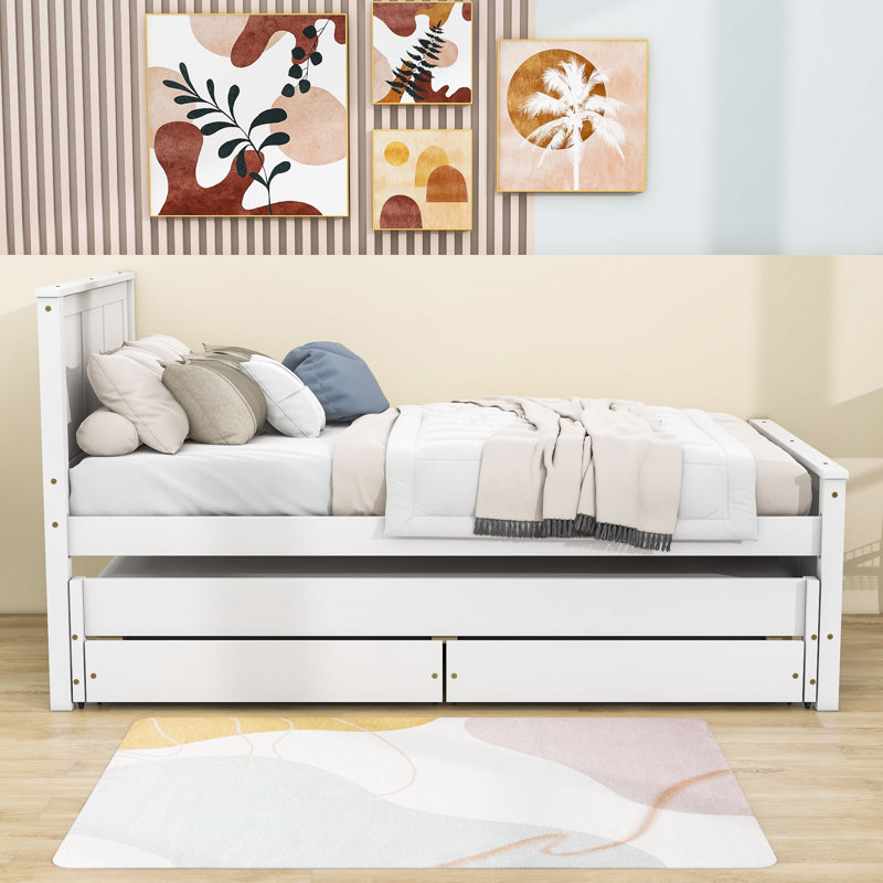 Lit plateforme simple avec rangement, Blanc