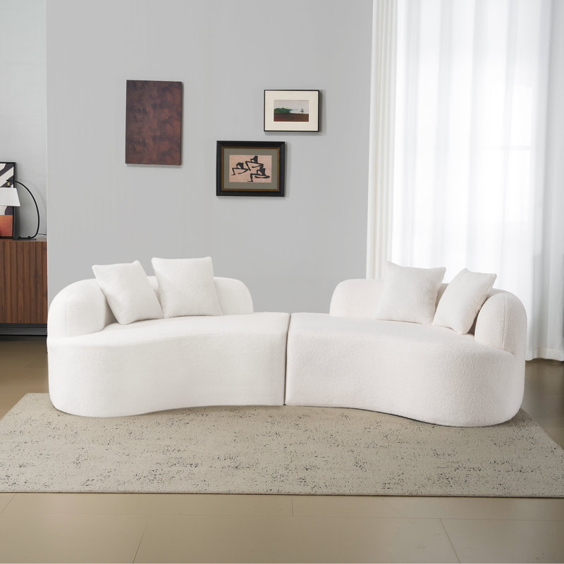 Canapé 4 places Boneless Teddy Velvet, Blanc