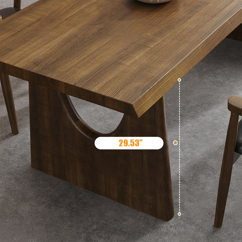 Nut-brown Rectangular Solid Wood Dining Table, 29.53"H x 62.99"L x 27.56"W