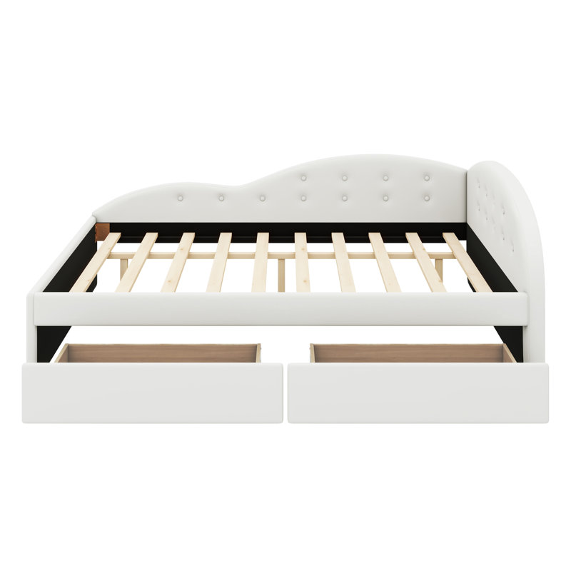 Nakayah PU Upholstered Tufted Daybed, Full, White