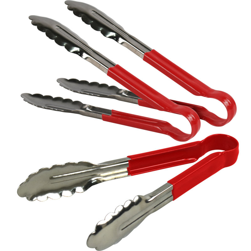 Stainless Steel Tongs 12", Red, 22.86cm