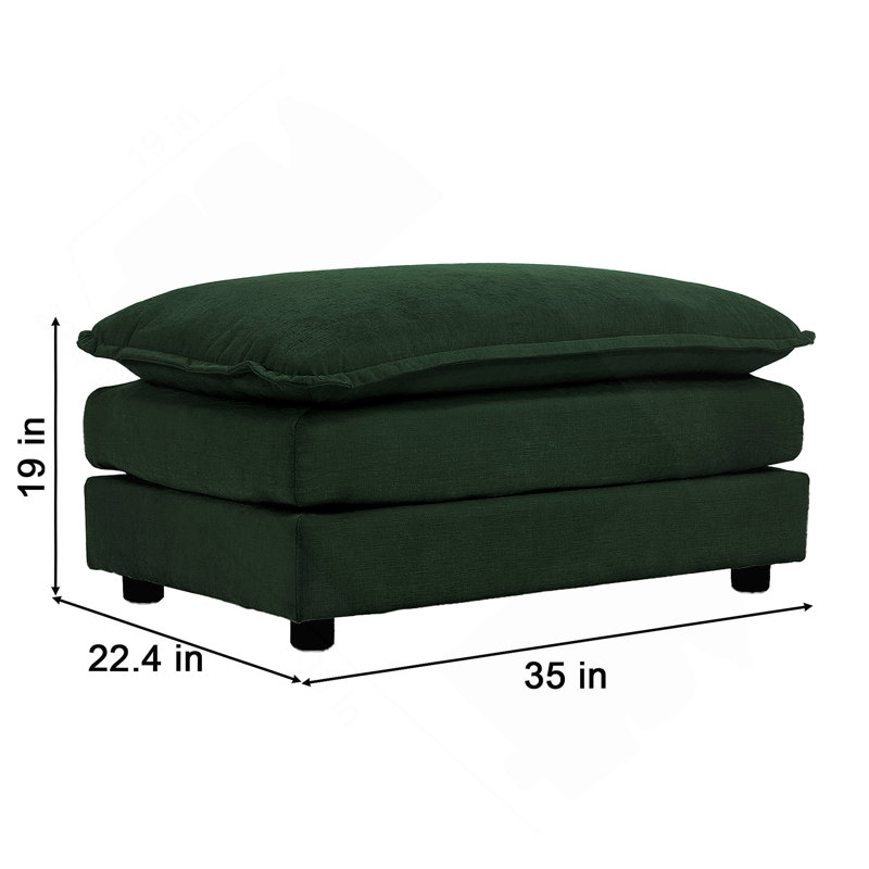 Canapé modulaire surdimensionné en L modulaire avec repose-pieds réversible, chenille verte