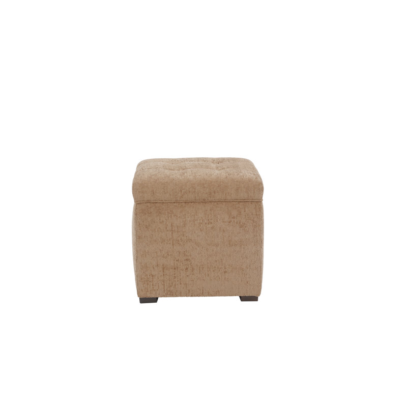 Tami Button Tufted Storage Ottoman, Tan