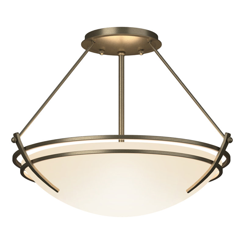 Tryne Semi Flush Mount, Opal, Soft Gold, 12.5" H x 16.4" W x 16.4" D