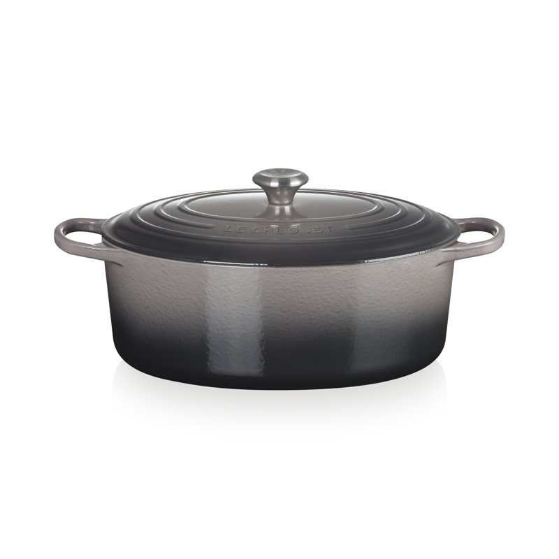 Le Creuset Enameled Cast Iron Oval Dutch Oven with Lid, 5 quarts, Oyster/Silver