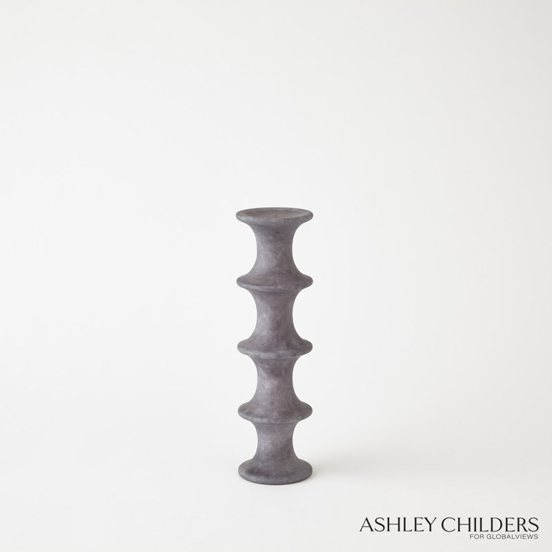 Ridge Alabaster Candlestick-Lg, 12.5" H x 3.5" W x 3.5" D, Black