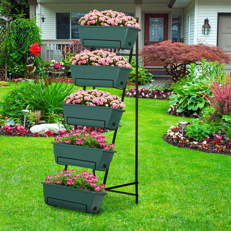 Jardinière verticale surélevée à 5 niveaux, Vert