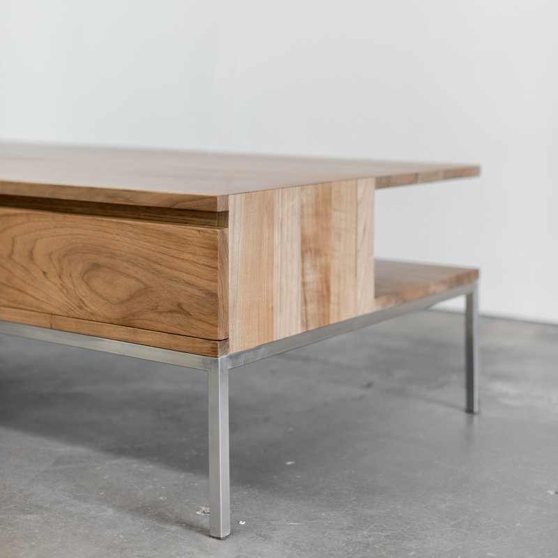 Table basse avec rangement Jelso, Noyer clair