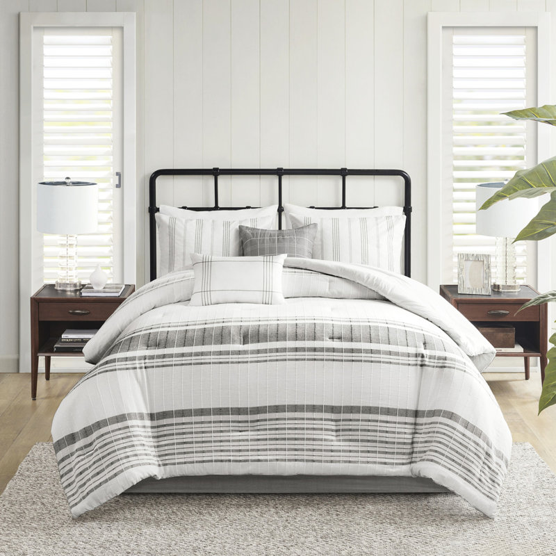 Édredon 100% coton - gris et blanc, literie d'apparence élégante, blanc / gris