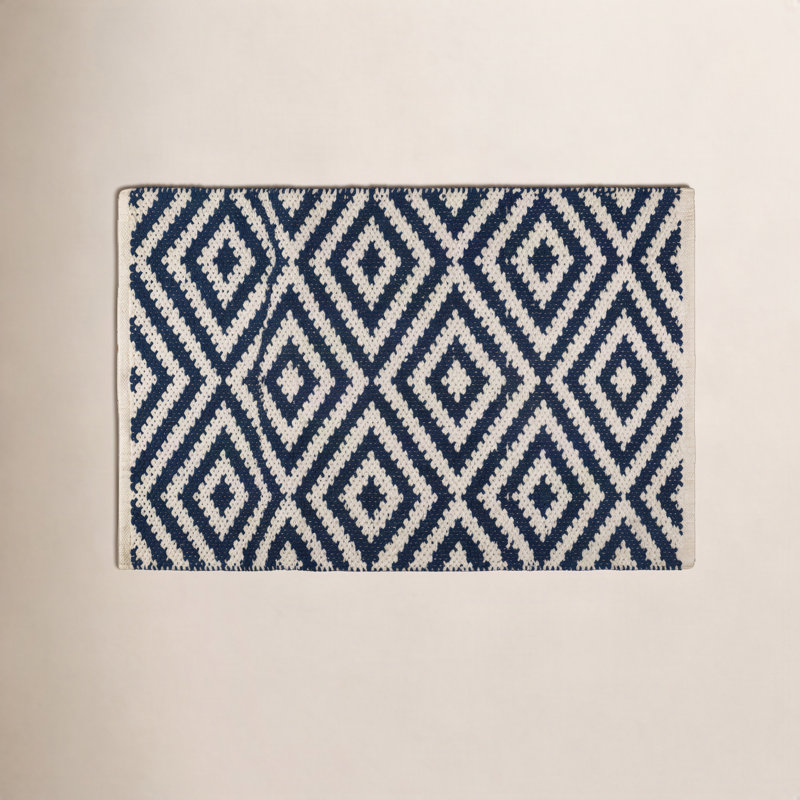 Quentin Argyle No Holiday Doormat, Ivory/Navy