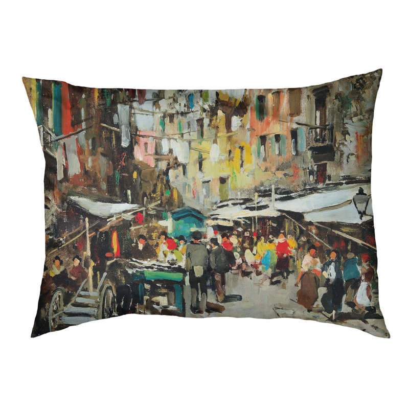 Coussin pour chien Carletta Market in Naples, Petit (l 29,5 po x P 19,5 po x H 9,5 po), Bleu/rouge