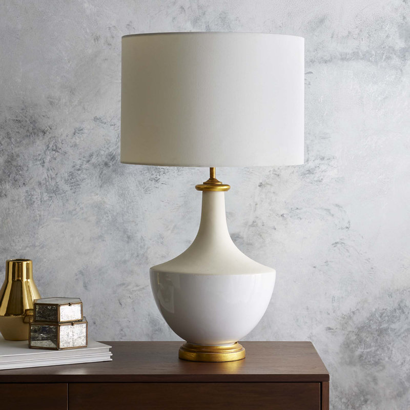 Ceramic Table Lamp with Accents, Cream