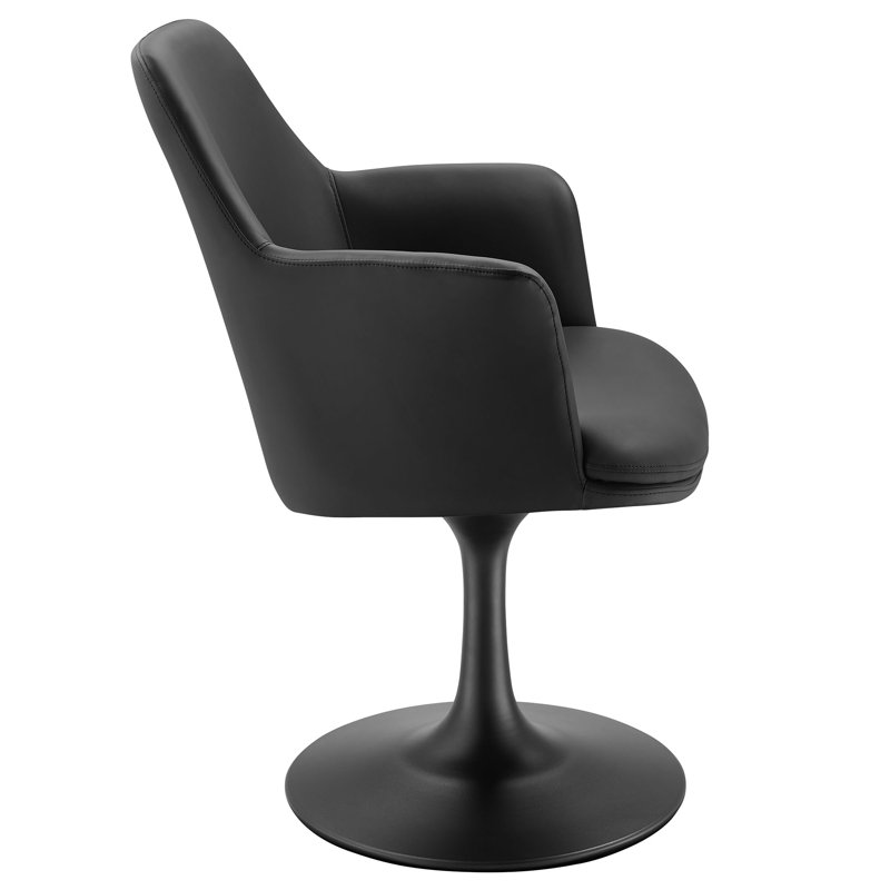 Lippa Vegan Leather Swivel Dining Armchair, Black, Black
