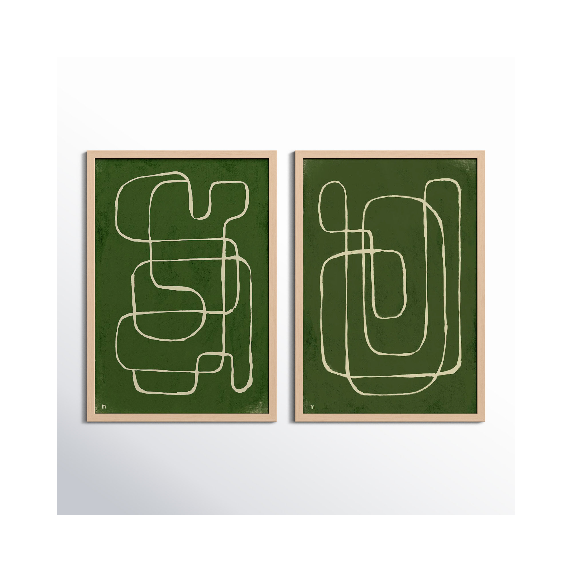 Line Works by StudioM, Maple Framed Paper, 50" H x 70" W x 1.25" D