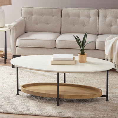 Table basse ovale avec tablette inférieure