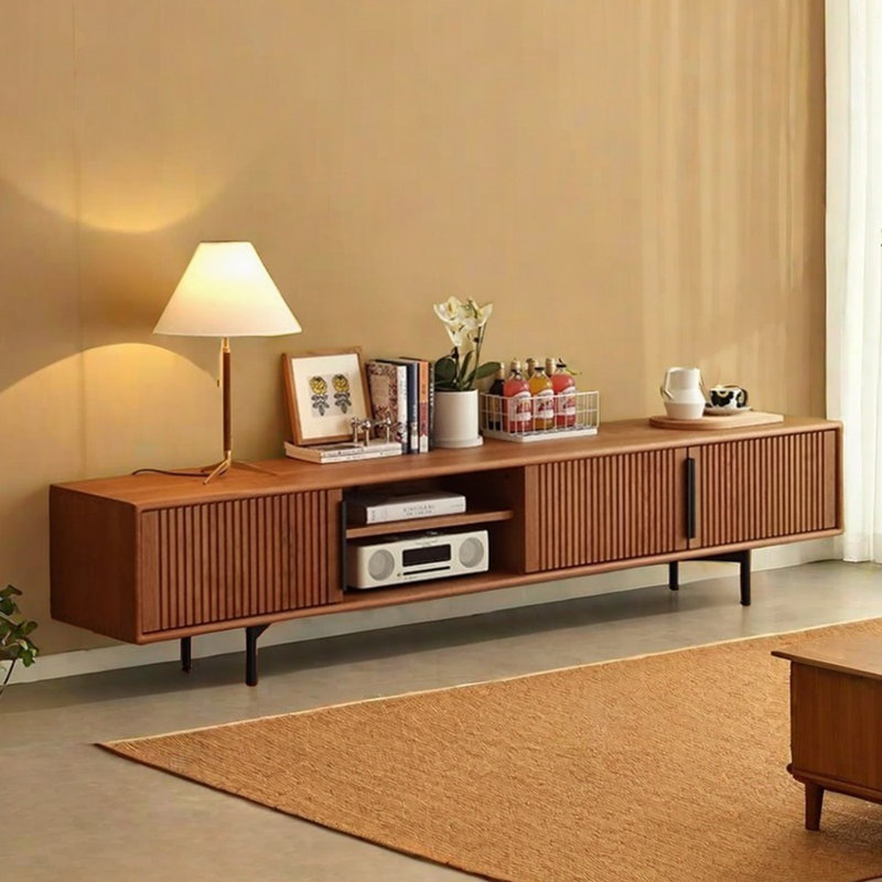 Retro design solid wood TV cabinet