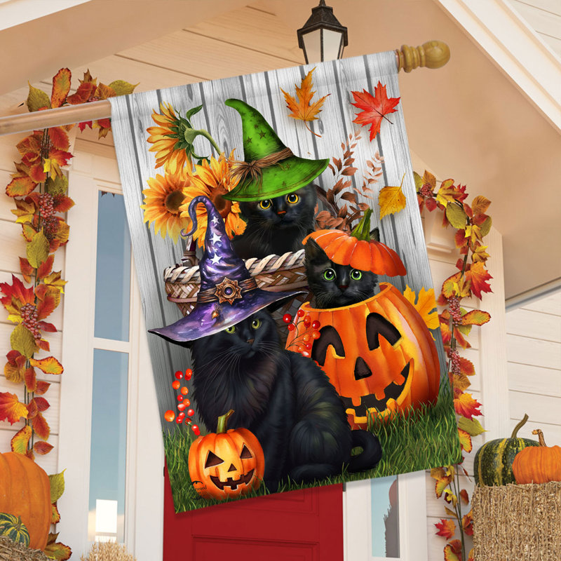 Drapeau d'Halloween pour chatons et valets, Halloween orange/noir/vert