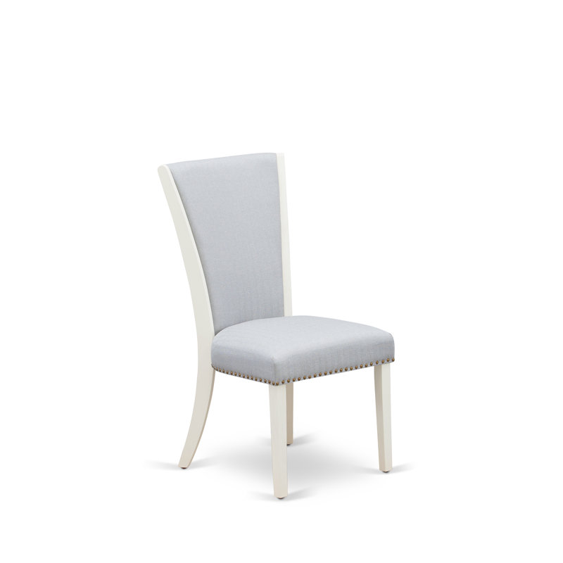 Chaises Parson Verona - Ensemble de 2 chaises de salle à manger rembourrées en lin et garniture cloutée, Gris