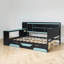 Lit de jour avec bureau et rangement intégrés, multifonctionnel, structure en bois, tablettes ouvertes, minimaliste contemporain, peu encombrant-520255982-520255987