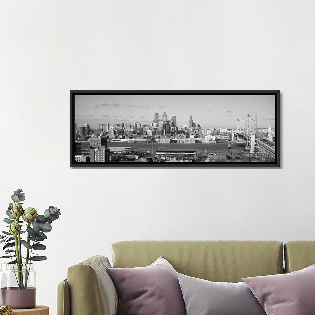 " Philadelphia Panoramic Skyline Cityscape (Black & White) " by Unknown Artist Ebern Designs
