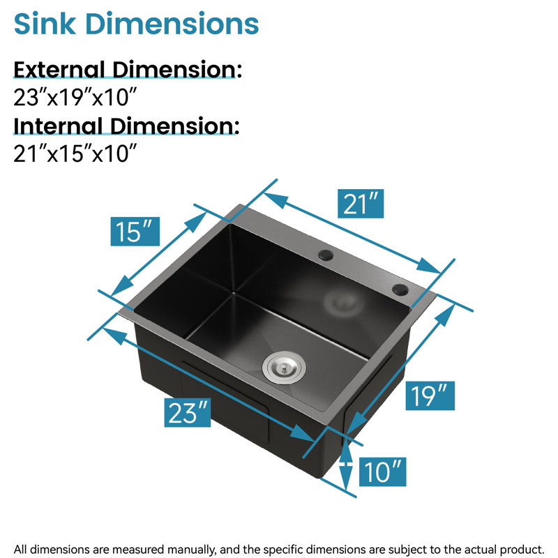 Évier de cuisine encastré 23 x 19 po - Finition en acier inoxydable brossé et déviation en forme de X pour un style moderne, élégant et fonctionnel