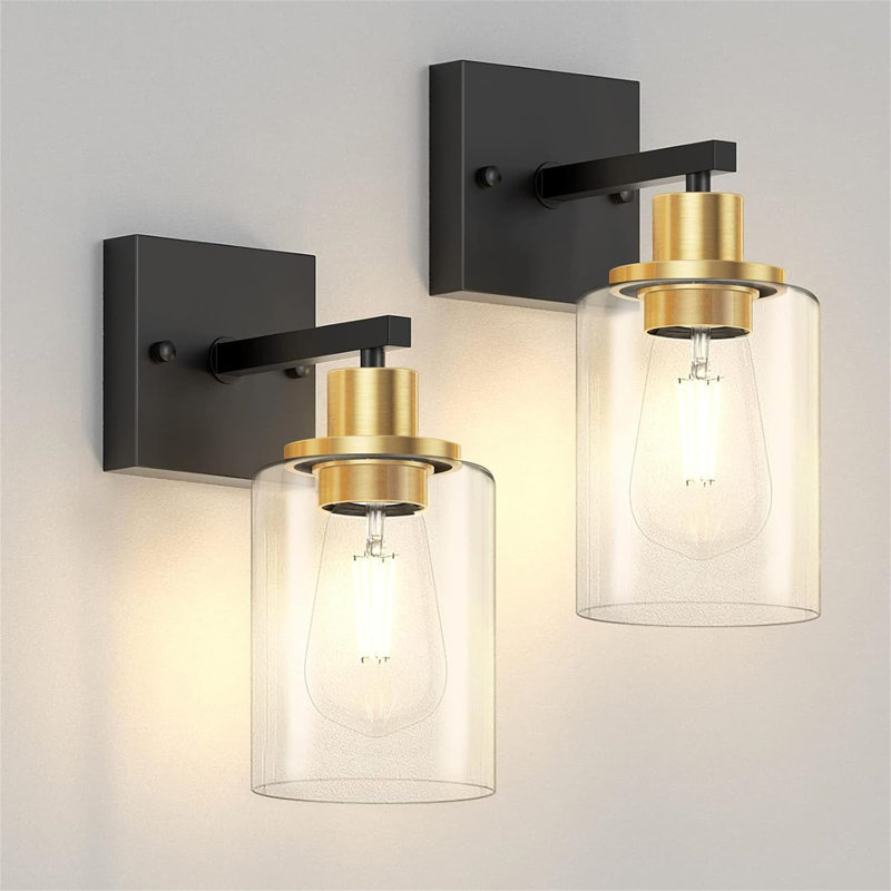 Annafran Armed Sconce, No, Matte Black/Gold