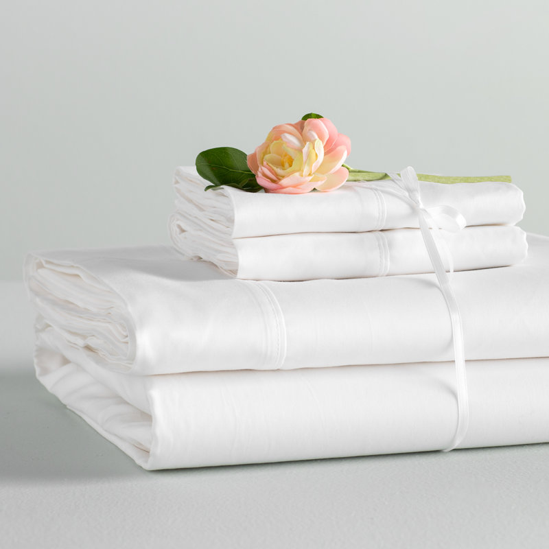 Modern Living 300 Thread Count 100% Cotton Sateen Sheet Set, Cream, King Flat Sheet + 1 Fitted Sheet + 2 Pillowcases