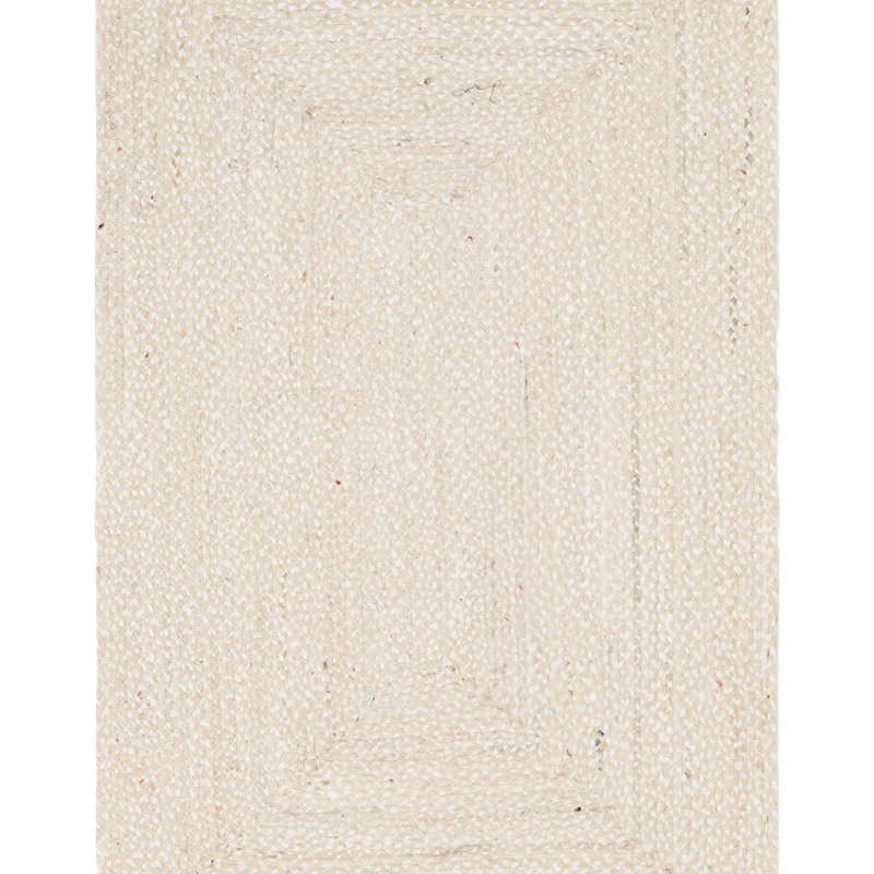 Tapis ivoire et beige en coton tressé à la main Asaun, Rectangle 5 pi 1 po x 8 pi