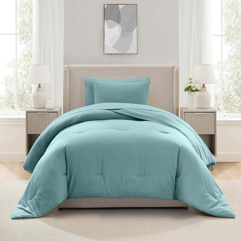 Soft Microfiber 5 Piece Comforter Set with Sheets, Mineral Blue, Twin Extra Long Comforter + 4 Additional Pieces