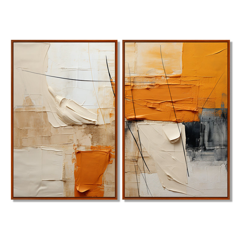 Coddy - Collages Large Large Art mural 2 pièces, Brun, H 36 po x l 48 po, Impression encadrée flottante
