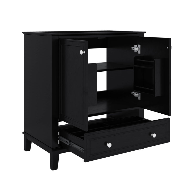 Armoire polyvalente de base de meuble-lavabo 30 po avec portes et tiroir, Noir