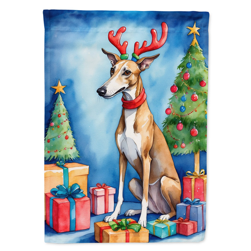 Drapeau de Noël maison de renne, Lévrier anglais