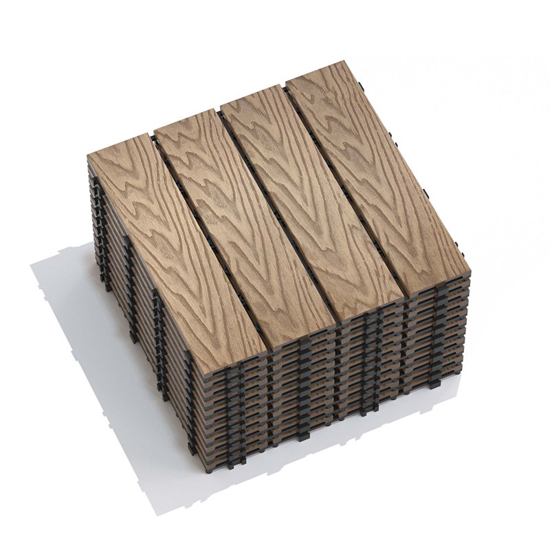 Paquet de tuiles de patio pour terrasse en bois et en plastique 22 WPC - 11,8 po