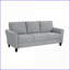 Canapé de salon moderne transitionnel pour 3 personnes - Polyester texturé, coussins à ressorts ensachés, structure en bois massif | Gris foncé | Polyester | Accoudoirs évasés
