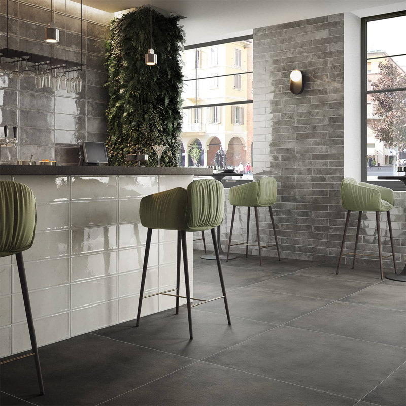 Progetto 3" x 16" Porcelain Subway Wall Tile, Grigio Gray